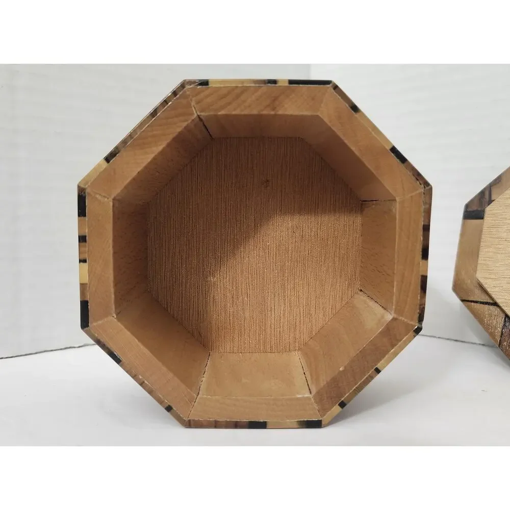 Vintage Richard Gross MCM Marquetry Octagon Wood Trinket Jewelry Box